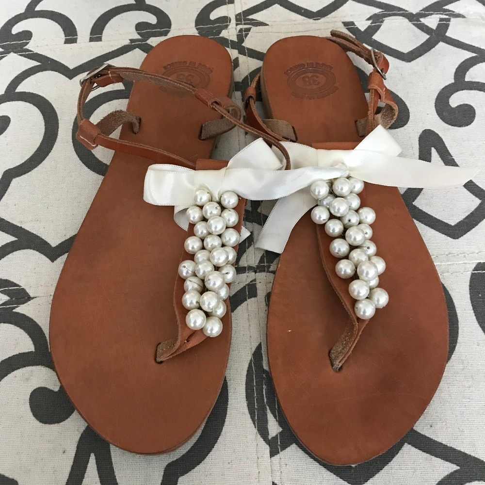 Pearl Lined Sandals-real leather
